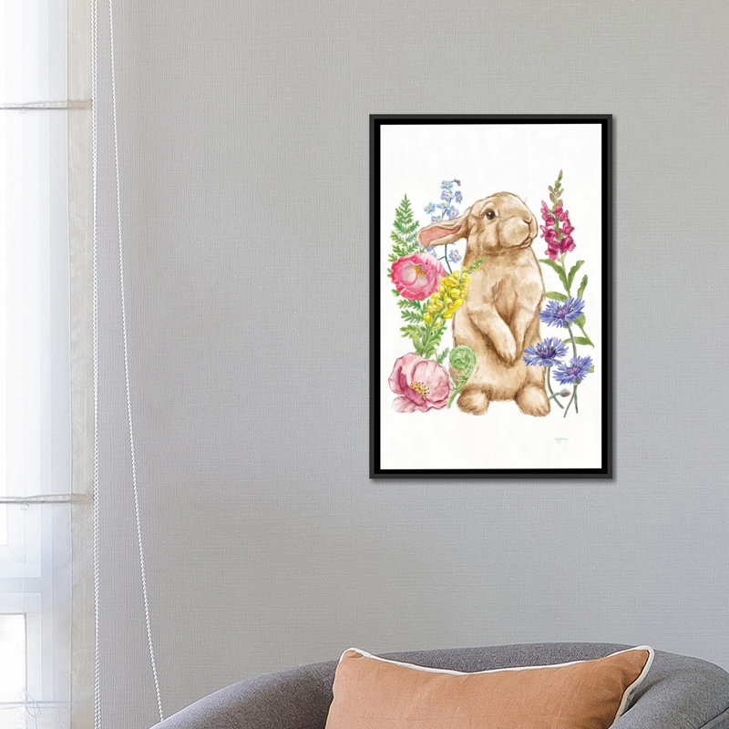 « ensoleillé lapin iii », reproduction d’impression sur toile, H 26 po x l 18 po x P 1,5 po, Toile avec cadre noir