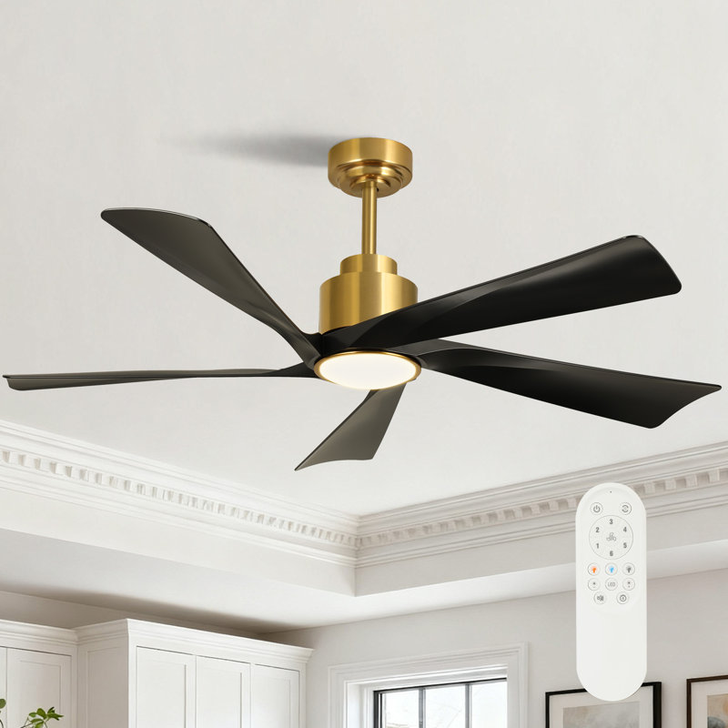 Karlena 52" ABS Blades Ceiling Fan with Light, Remote, Reversible DC Motor, 6-Speed, 3-Color Dimmable, Timer & Memory
