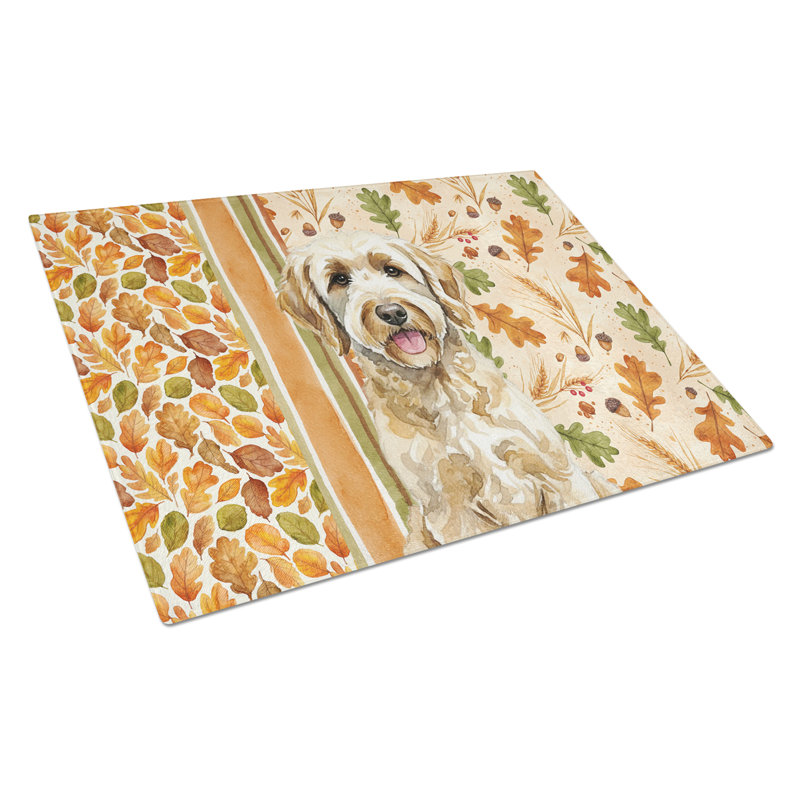 Labradoodle Heirloom Fall Glass Cutting Board