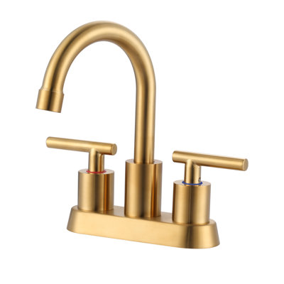 4-Inch Centerset Double Handle Bathroom Sink Faucet With Pop Up Drain And Water Supply Lines