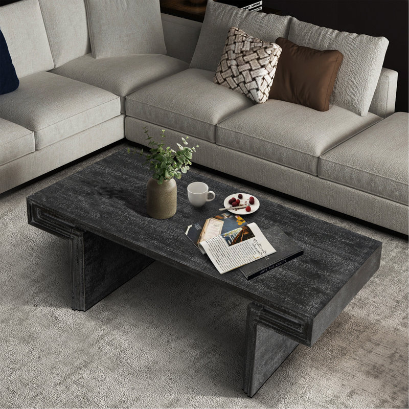 Table basse de style industriel rétro avec texture de bois récupéré de qualité supérieure, structure à deux niveaux pour le salon et le bureau, facile à assembler
