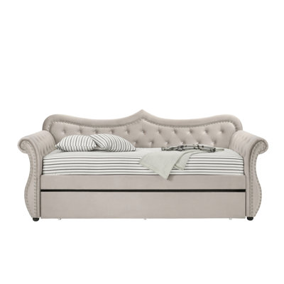 Beige Linen Daybed W/Trundle (Twin)