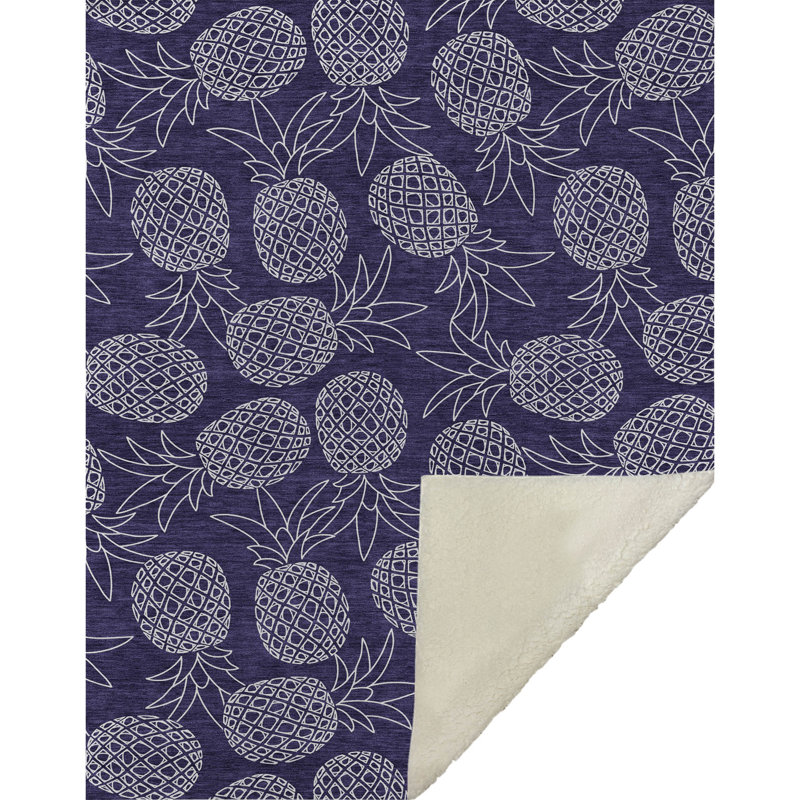 Addison Machine Washable Sherpa Pineapples Throw Blanket