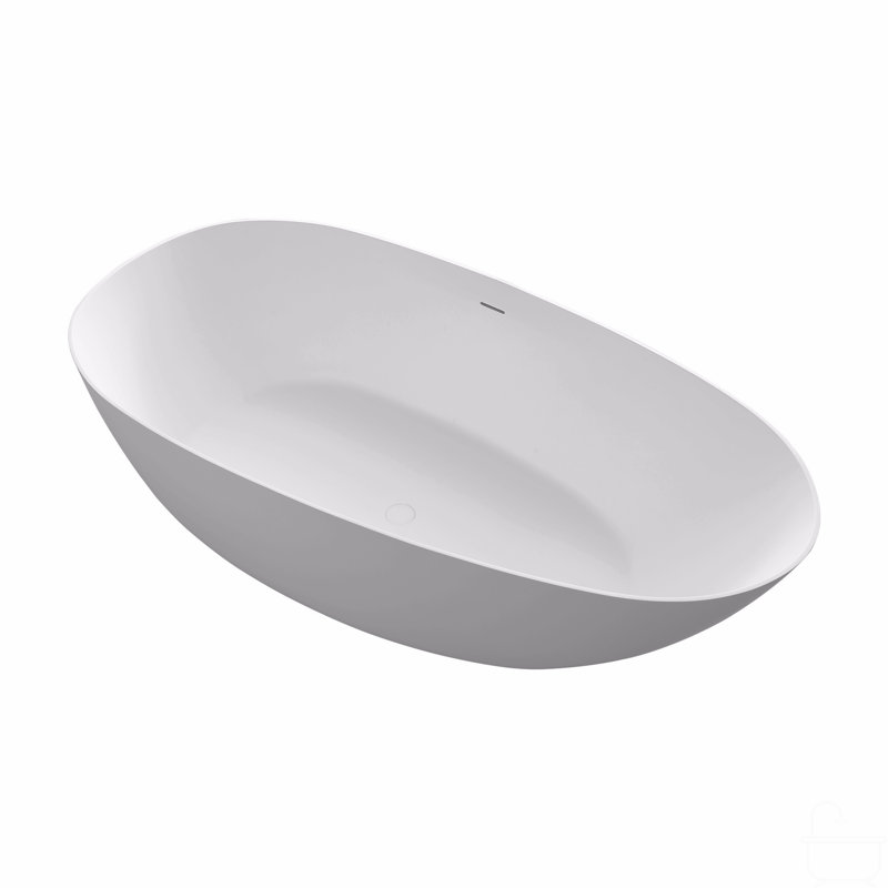 67"  Solid Surface Deep Soaking Bathtub, Matte White