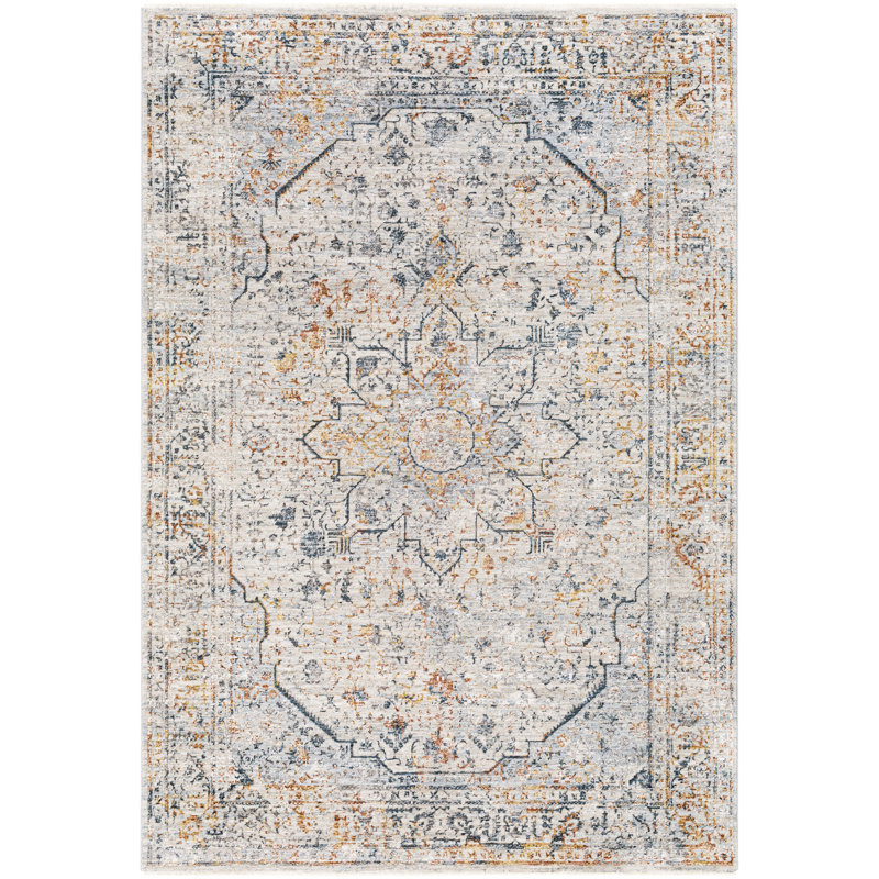 Tapis oriental safran / gris moyen / bleu, Rectangle 2 pi x 3 pi
