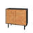 Liam 35" Mid-Century Modern 3-Door Accent Cabinet with 4 Shelves in Natural Wood Print and Black-1244959952