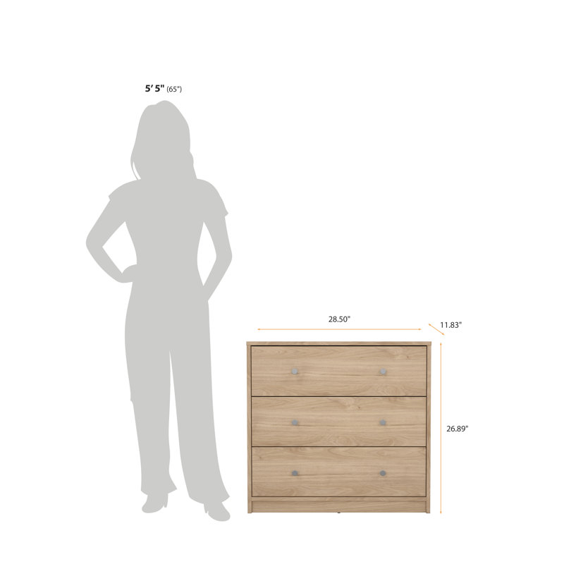 Clanton 28.50'' W 3 - Drawer Dresser, Jackson Hickory