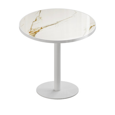 Round Modern Dinning Table Bistro Table Tulip Table With Faux Marble Top,Easy Assemble,Sturdy Metal Frame