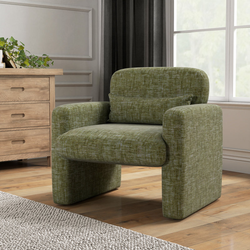 Chaise d'appoint rembourrée en chenille moderne, ensemble de 1, Vert