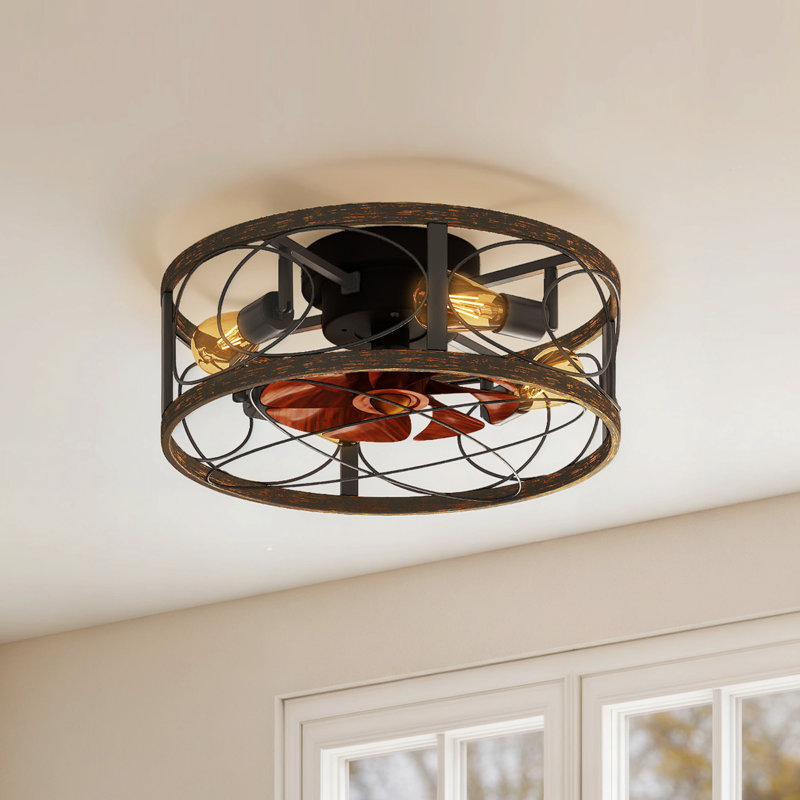  20 Inch Caged Ceiling Fan With Lights And Remote