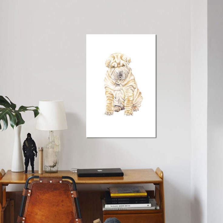 «Shar Pei», reproduction sur toile, H 40 po x l 26 po x P 1,5 po, Pas de tapis, Toile tendue