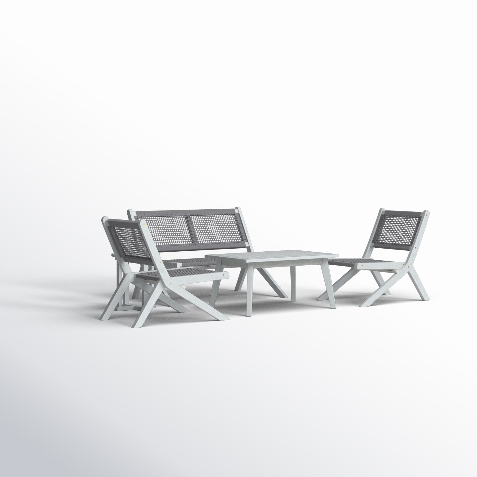 Kismet 4-Person Acacia Patio Seating Group, Gray