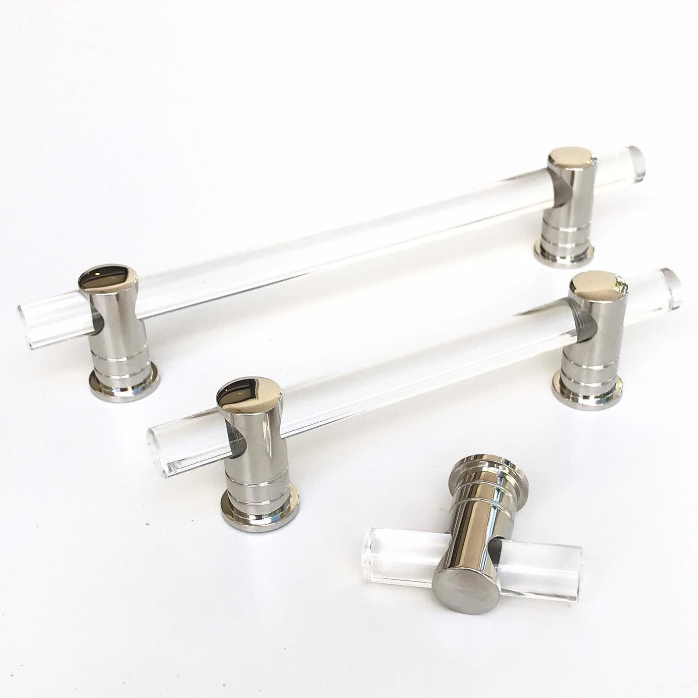 Luz Lucite T-Bar Knob, Polished Nickel