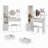 Full Body Mirror Cabinet + Round Mirror LED Vanity Table + Cushioned Stool, 17" diameter LED Mirror, Touch Control, 3-color, Brightness adjustable, Large Desktop, Multi-layer High Capacity Storage