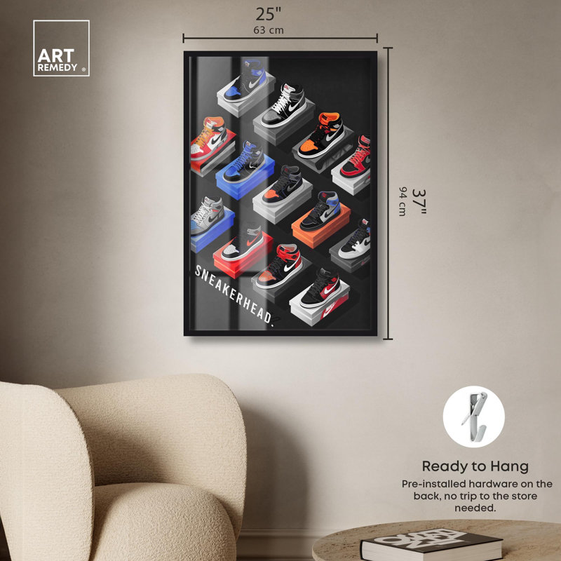 Sneakerhead Duo Color Collection Shadowbox Sneaker par Art Remedy, cadre noir, 25 x 37, H 37 po x l 25 po, Structure noire