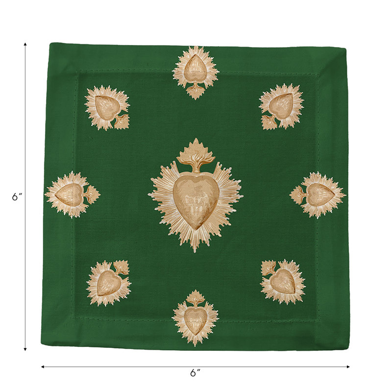 Ex Vote Cotton Sateen Cocktail Napkins, Evergreen