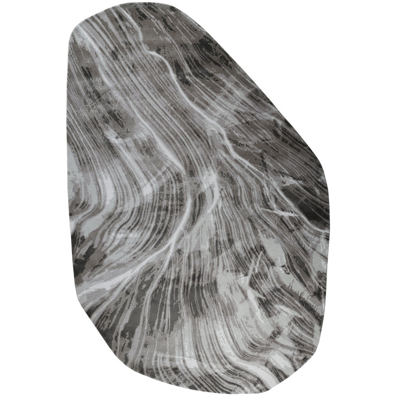 David Rockwell Falls Graphite Shaped Area Rug, Novelty 12' x 18'