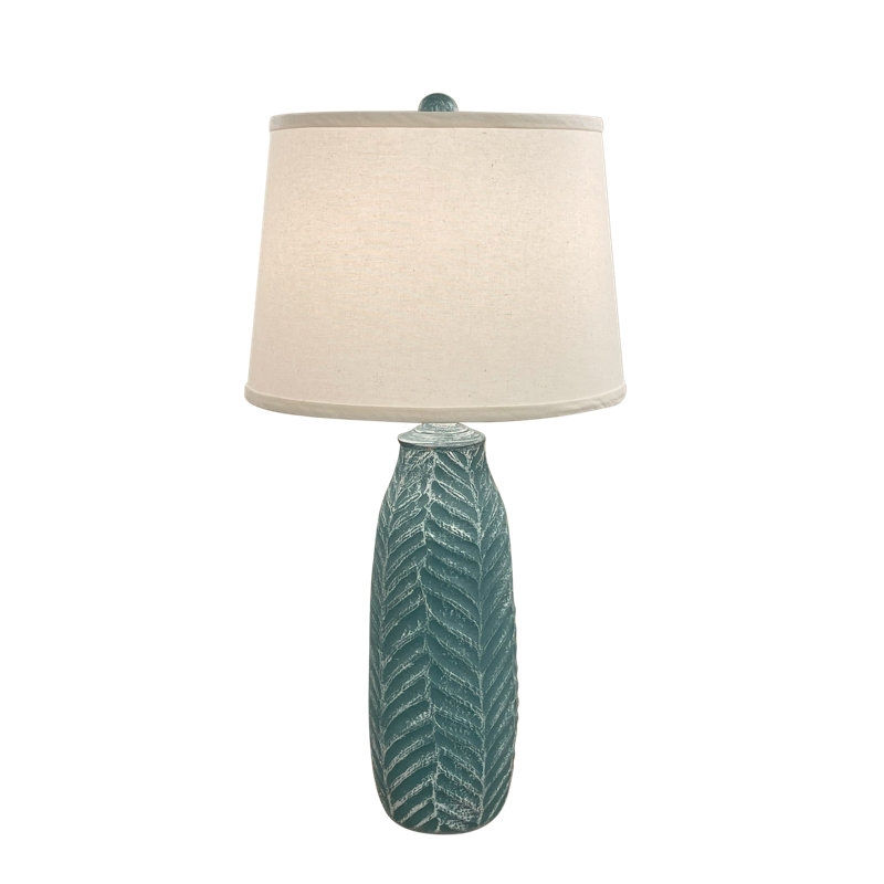 Lampe de table Dhyani Fibercast, H 27,5 po x l 14 po x P 14 po, Bleu sarcelle
