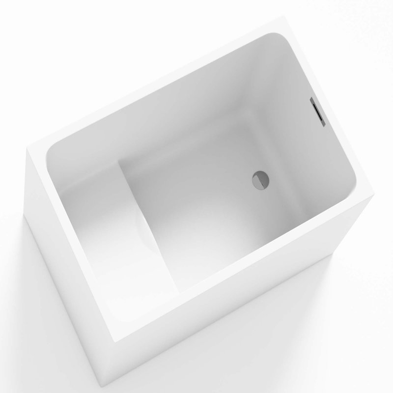Acrylic Spacious Rectangle Shape Freestanding Bathtub With Chrome Overflow & Pop-Up Drain