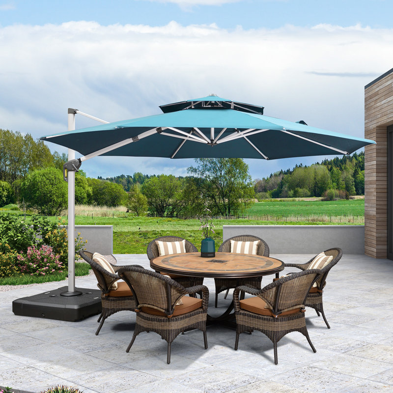 Legend 4m Cantilever Parasol With Base, Turquoise