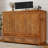 Queen Size Pine Wood Murphy Cabinet Bed with Built-in USB Charging and Geometric Panel – Brown-1134162839