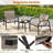 3 PCS Outdoor Chair Set Metal Frame Armchair & Table w/ Breathable Fabric Seat