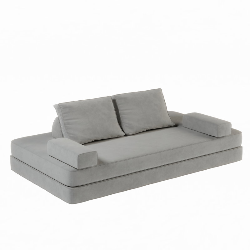 Canapé-lit convertible en chenille Boneless, Gris clair