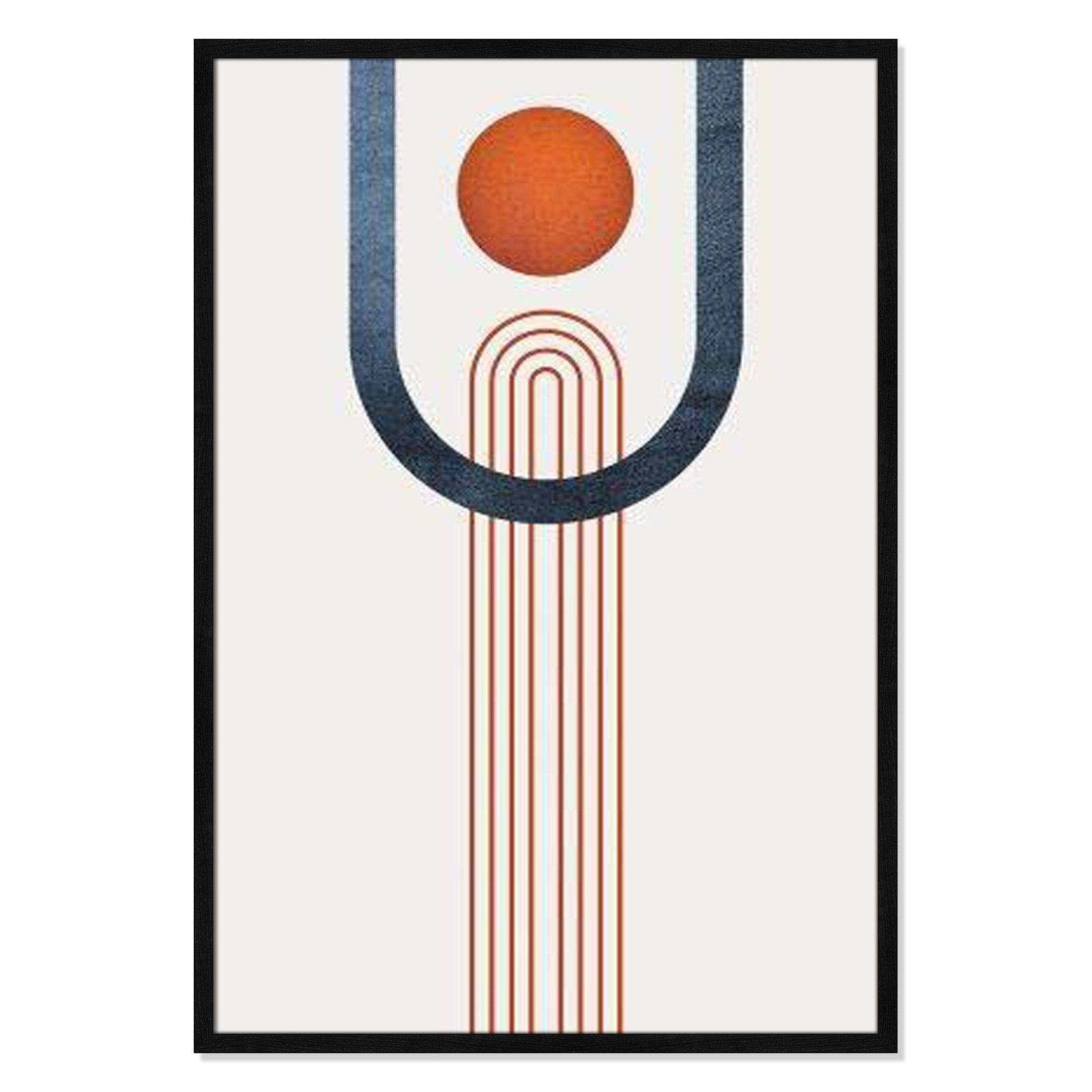 Minimalist Mid Century Orange Navy III By Urban Epiphany - Framed Art Full Bleed, Black, 41.5" H x 29.5" W x 0.75" D