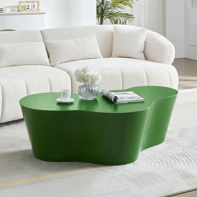 Table basse de 50 pouces de forme unique en fibre de verre robuste pour salon sans assemblage VERT