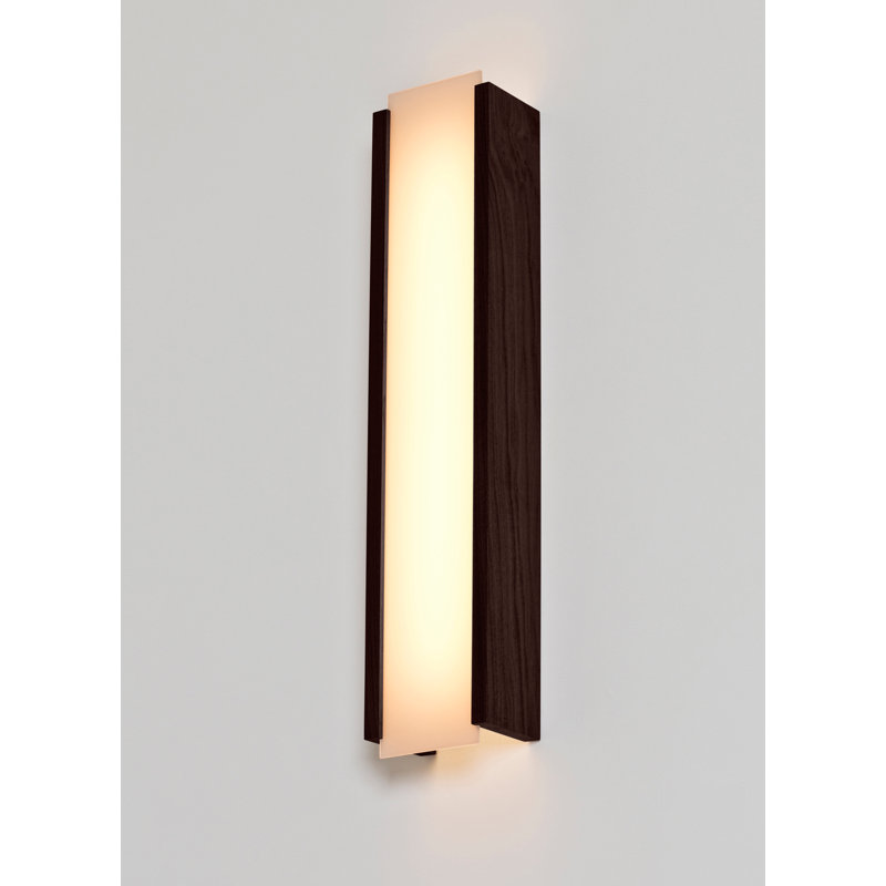 Capio Solid Wood LED Flush Mounted Sconce, Dark Stained Walnut, 2700K (Warm) Bulb Temp., 120V, Long