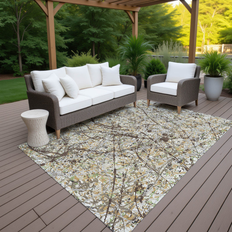 Machine Washable Indoor/Outdoor Jozwiak ACN2389 Abstract Rug, Rectangle 3' x 5'