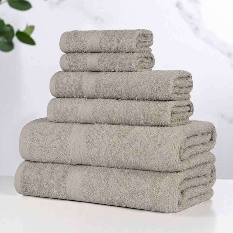 Ensemble de serviettes 6 pièces 100% coton à séchage rapide Miami, Gris Pierre