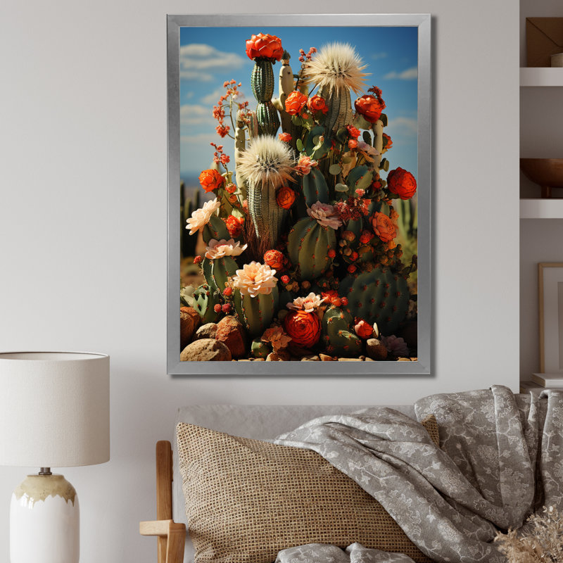 «Boeschen Desert Cacti Garden II», reproduction sur toile, Cadre simple argenté, H 44 po x l 34 po x P 1,5 po