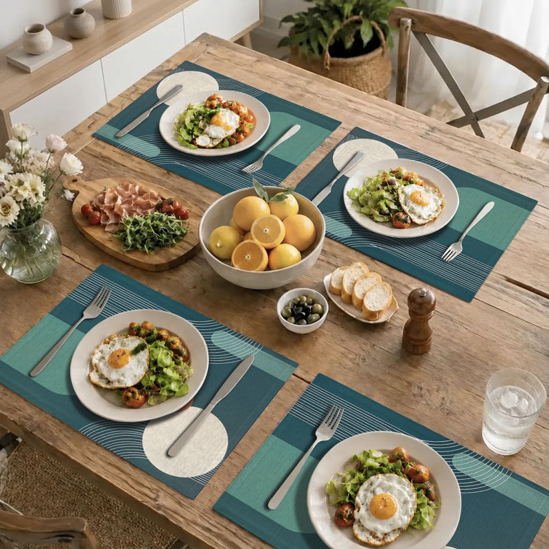 4-Piece Polyester Rectangle Dining Table Placemat