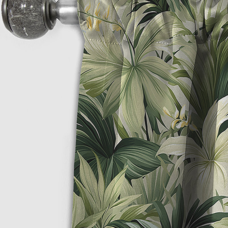 Neutre motif tropical tropical - rideau floral - rideau occultant floral - 1 panneau, L 52 po x L 120 po