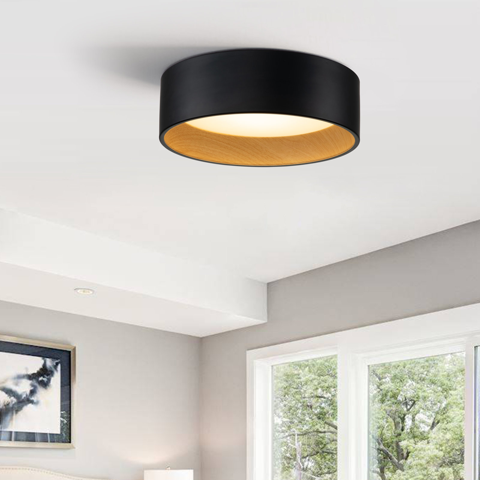 Bodine 16" Single Light Flush Mount, 3.75" H x 13" W x 13" D, Natural
