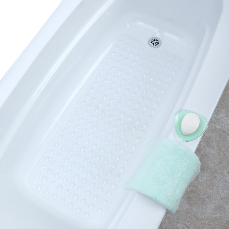 Extra Long Non-Slip Bathtub Mat with Suction Cups, Clear