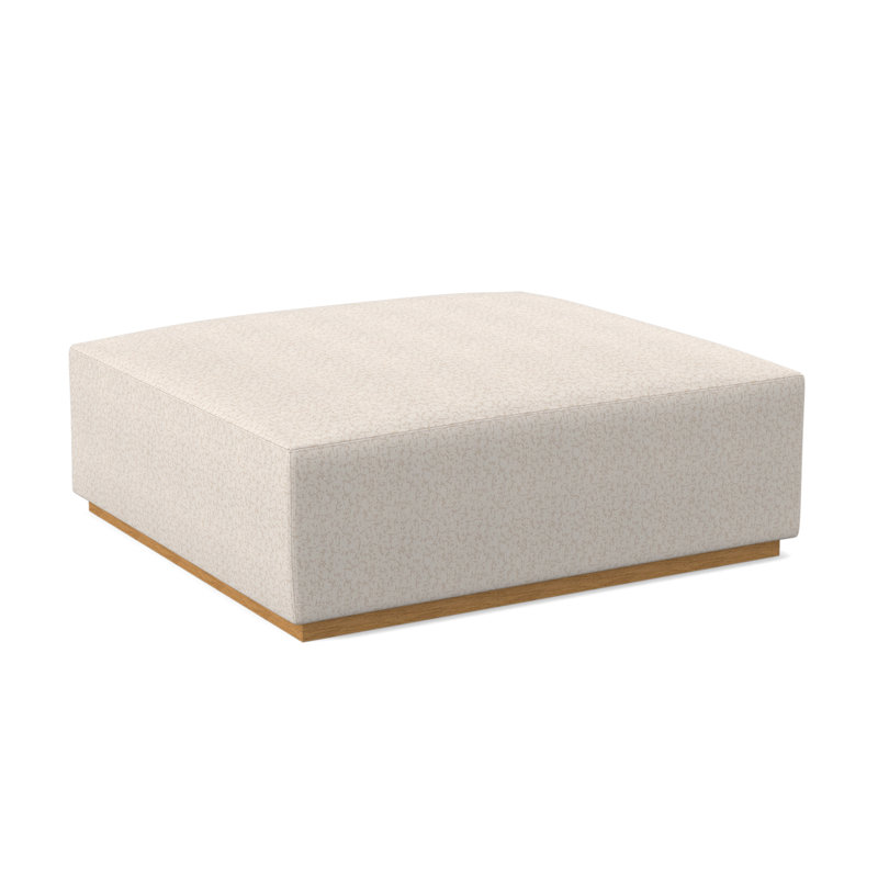 Club Upholstered Ottoman, Amber, Cloudy Day Ivory Polyester Blend