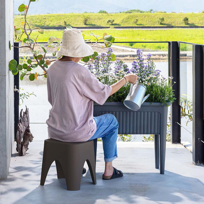 Ensemble de lit de jardin et tabouret 4 pièces Provence, Gris