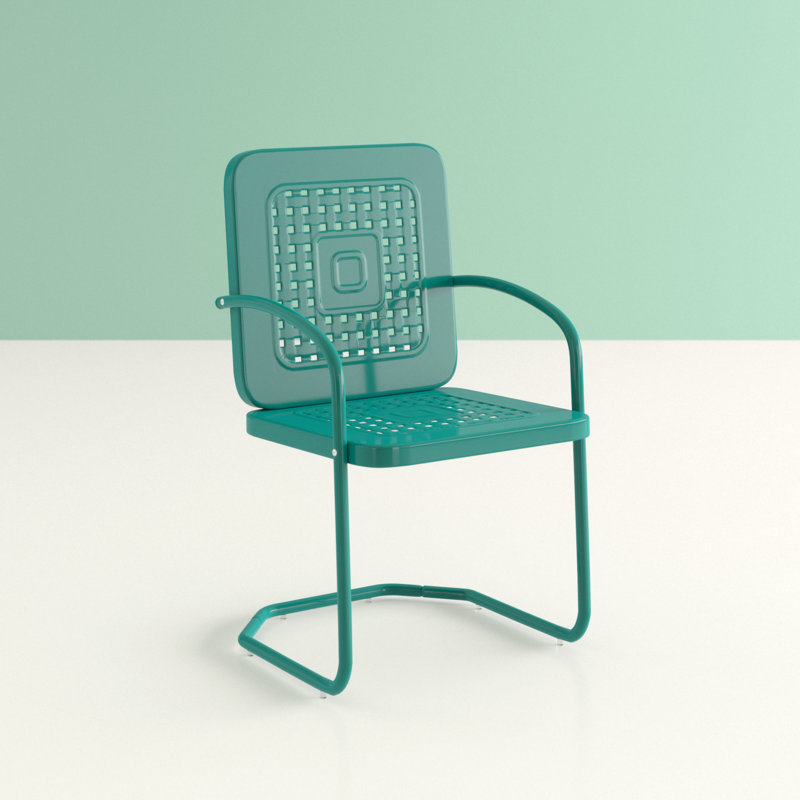 Kutcher Powder Coated Steel Outdoor Lounge Chair (Set of 2), Turquoise