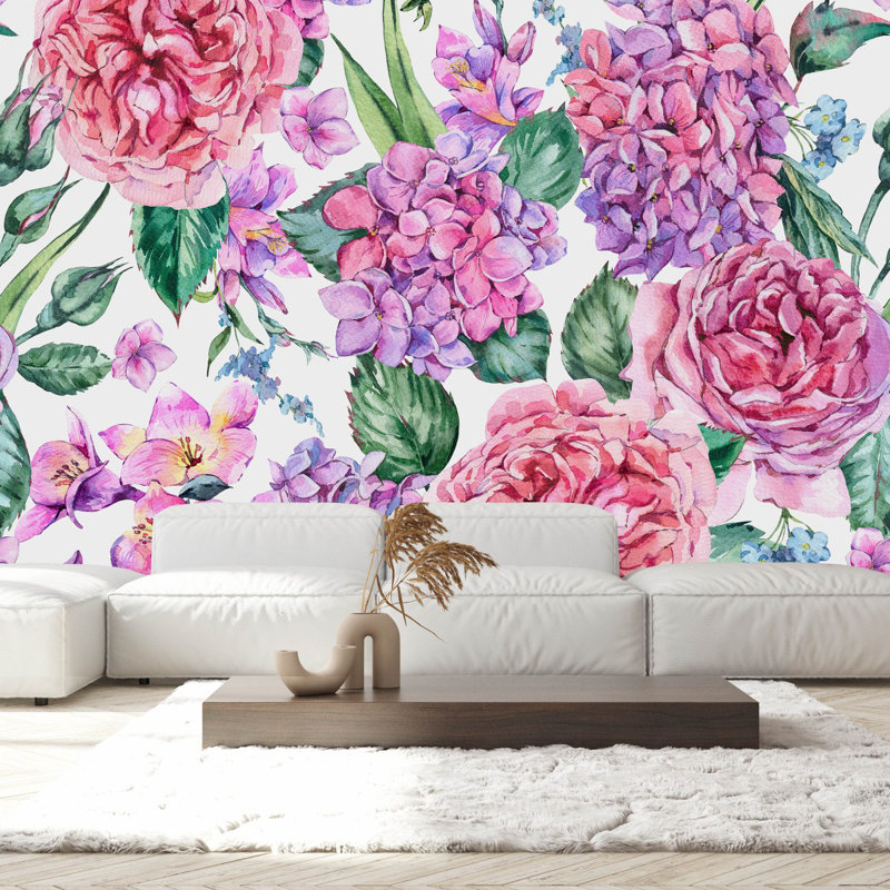 Peel & Stick Floral Wall Mural, 8.33' W x 8.33' L