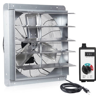 Ventilateur d'extraction à obturateur de 24 pouces Ventisol, ventilateur Ven avec cordon d'alimentation et variateur de vitesse à fixation murale
