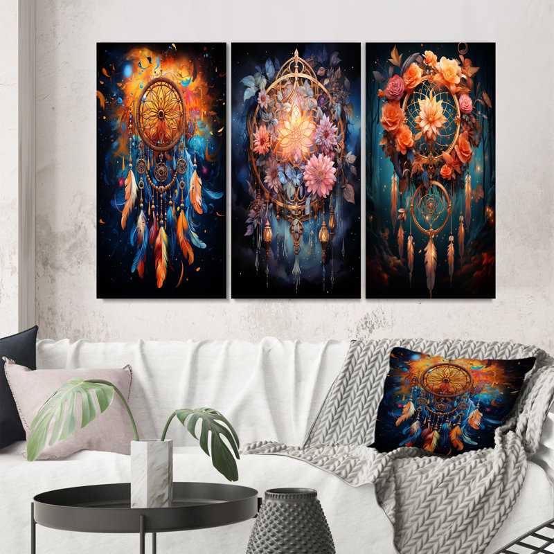 «Dreamcatcher Infinite Dreams», 3 pièces sur toile, Toile tendue, H 40 po x l 60 po
