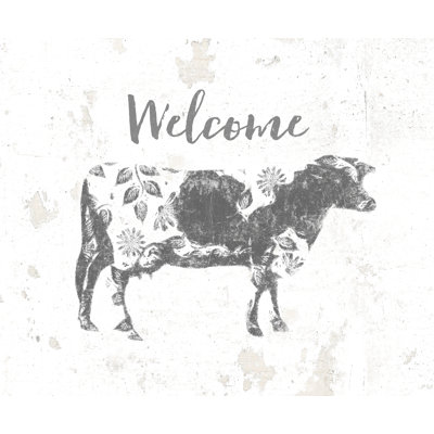 Grey Transitional Welcome Cow - Painting Print