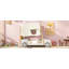 Lit voiture simple en bois avec coussin, toile de plafond