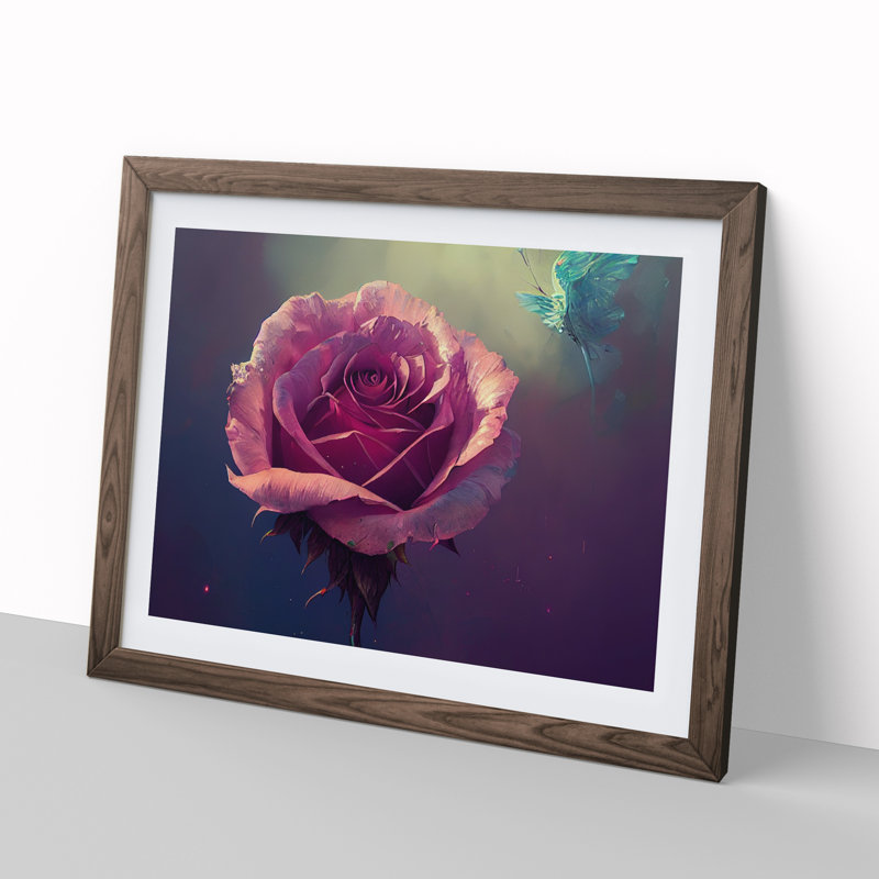 Euphoric Rose Flower - Framed Print, 46cm H x 64cm W x 2cm D, Walnut
