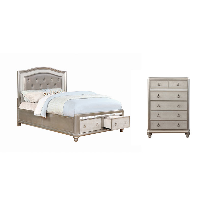 Ensemble de chambre à coucher avec rangement 2 pièces Willa, Grand