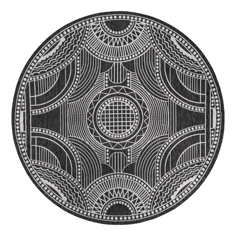 Tapis d'extérieur traditionnel intérieur / extérieur, Rond 7 pi 10 po
