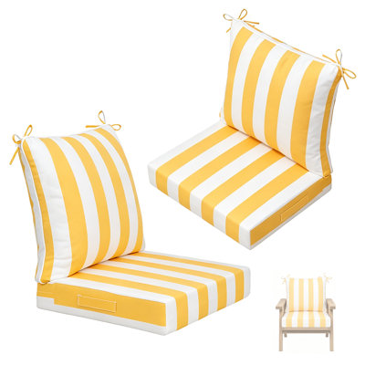 2-pack Outdoor Deep Seat Chair Cushions 24x24 Inch, Waterproof Patio Seat And Back Cushions With Ties, Thick Comfortable Replacement Cushions For Patio Furniture, Indoor/outdoor