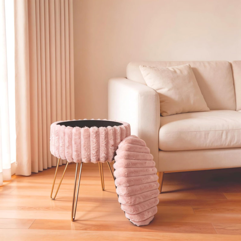 Polyester Accent Stool, PINK